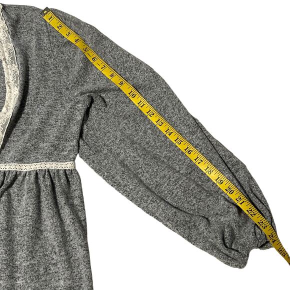 KNOX ROSE M Cardigan Soft Open Front Lace Trim Cottage Boho Country Romantic - Picture 6 of 8